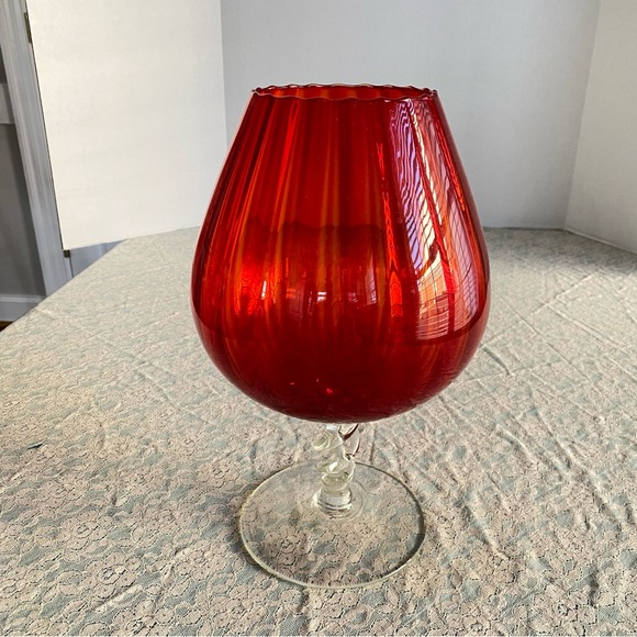 Empoli Italian over sized Brandy snifter with clear twisted stem. 12” tall. - Picture 1 of 7